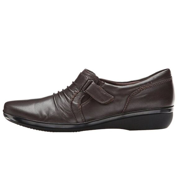 Clarks Size 7M Everlay Brown Coda Dark Leather Slip On - Picture 2 of 15